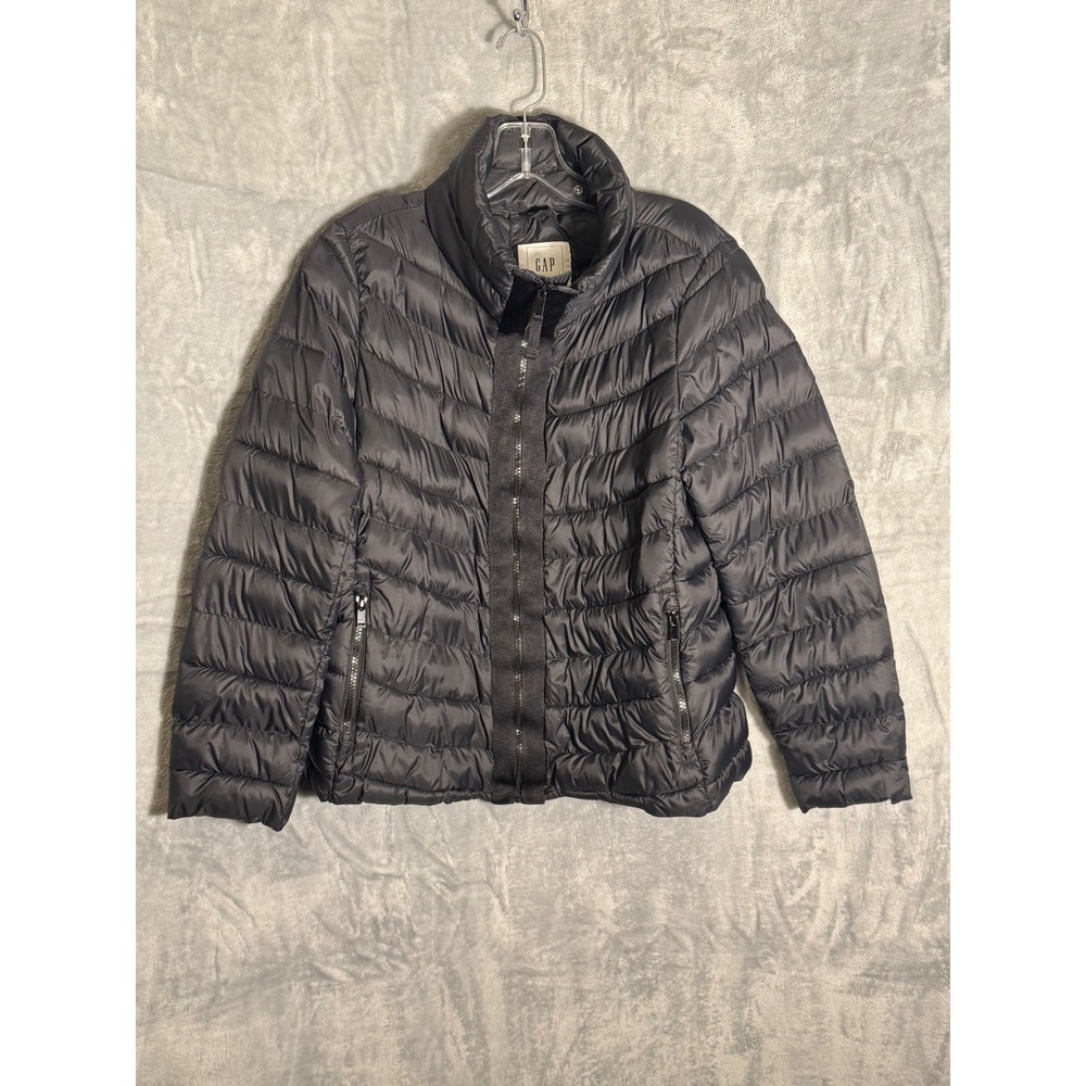 Gap ColdControl Puffer Jacket Womens Large Petite Black Water Resistant Packable